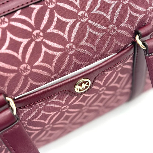 Michael Kors Medium Travel Duffle Satchel Bag Ox Blood Multi - Picture 8 of 11